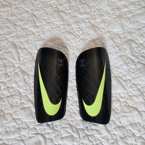 Nike Black and Neon Green Shin Guards